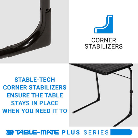 Table-Mate TV Tray Table height and tilt adjust for comfortable use.