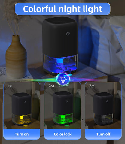 TABYIK dehumidifier placed in a bedroom setup reduces humidity for comfort.