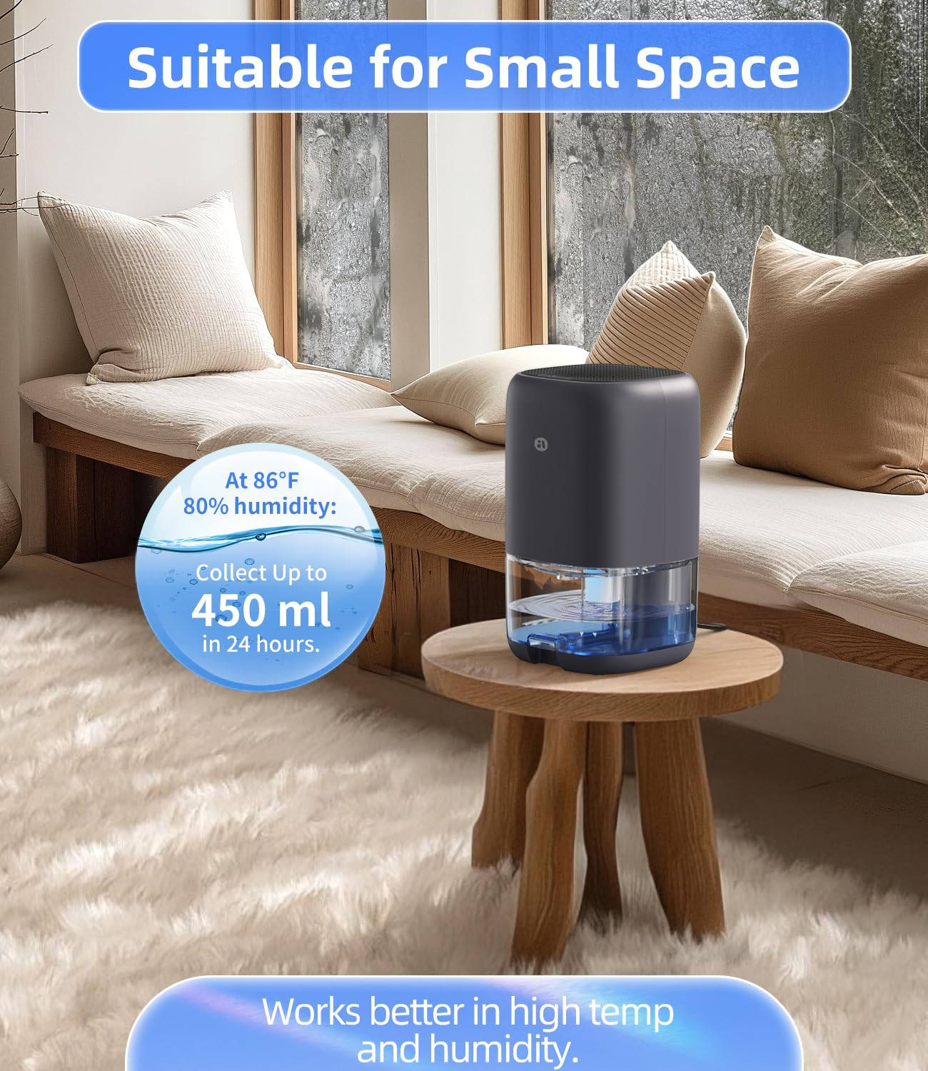 TABYIK dehumidifier top with seven color ambient light creates mood lighting.