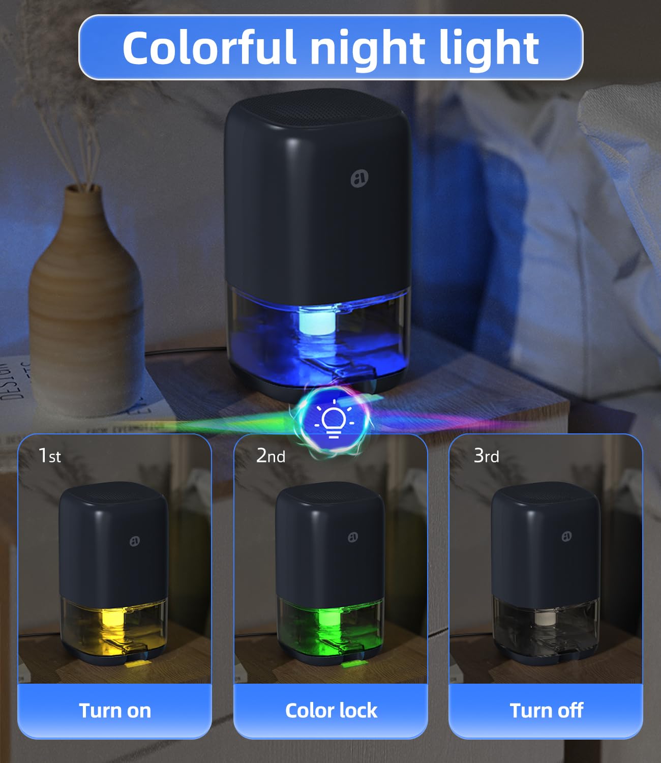 TABYIK 7-color ambient light enhances room atmosphere.