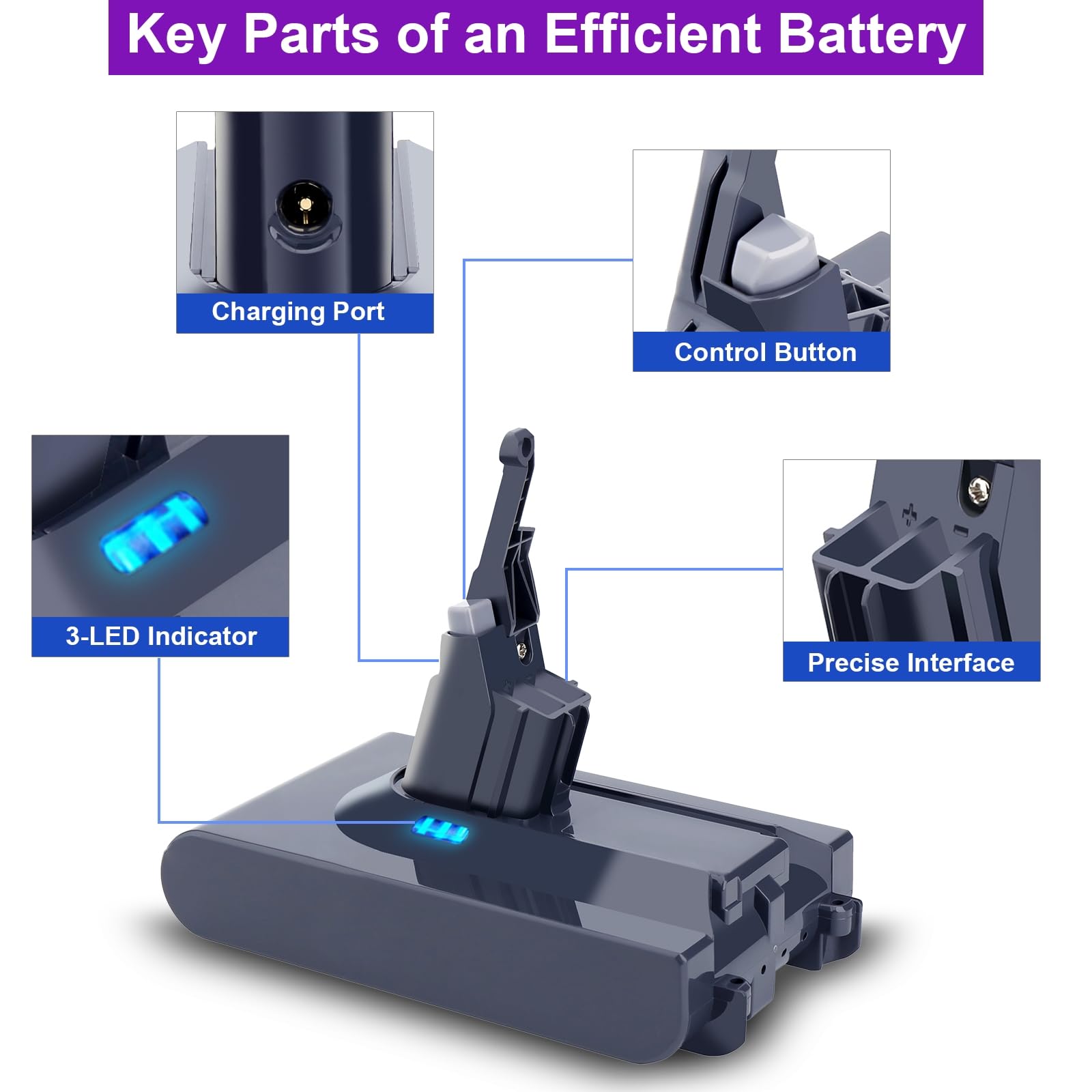 Tacerny 80-minute runtime supports full-home vacuuming on a single charge.