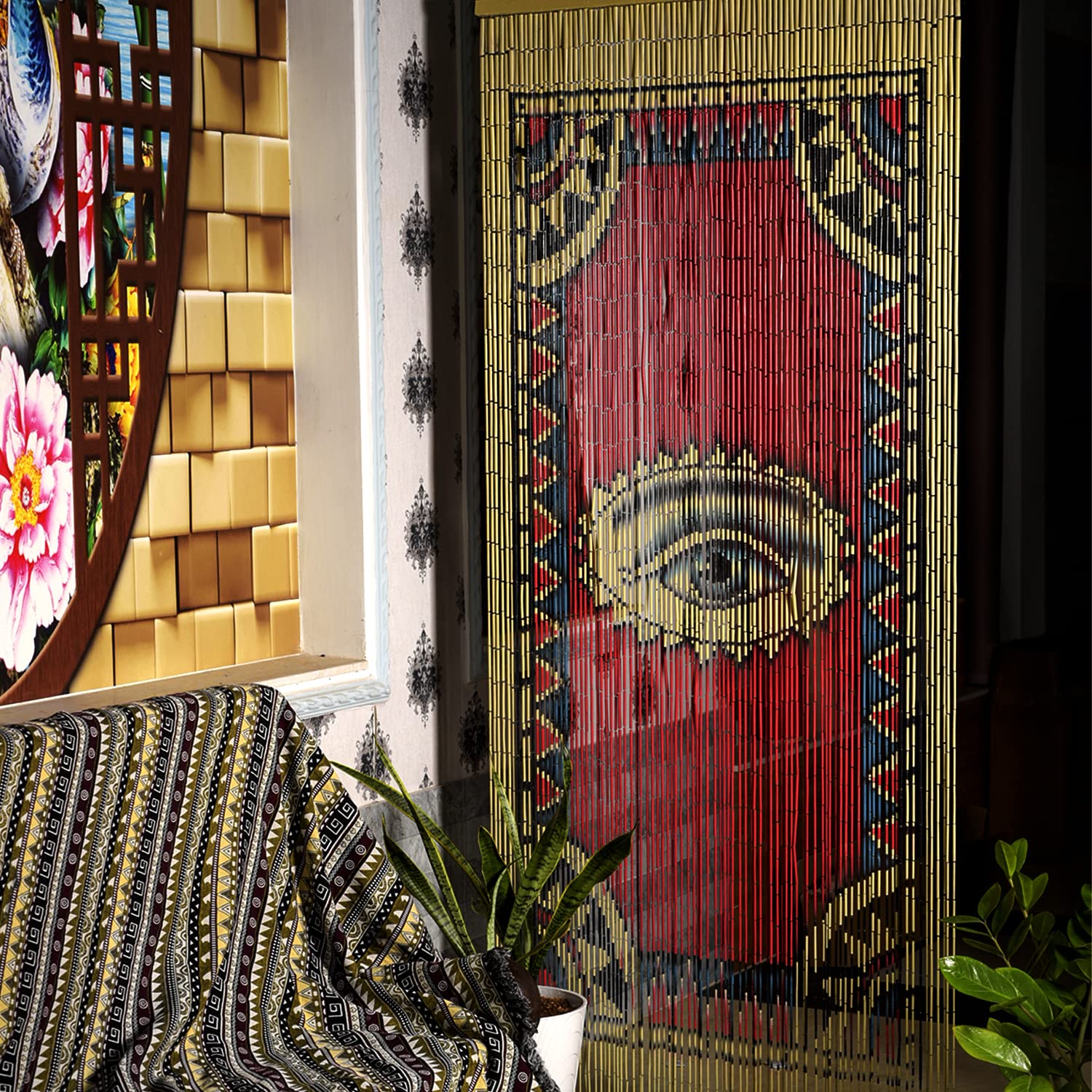 TACHILC natural materials highlight wood-tube beads, perfect for modern boho interiors.