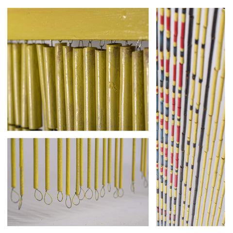 TACHILC Beaded Curtain's top bar and rings shown, easy to install in standard doors.