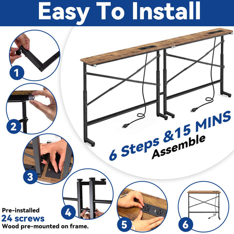 Tademis behind-sofa table keeps cables tidy and accessible.