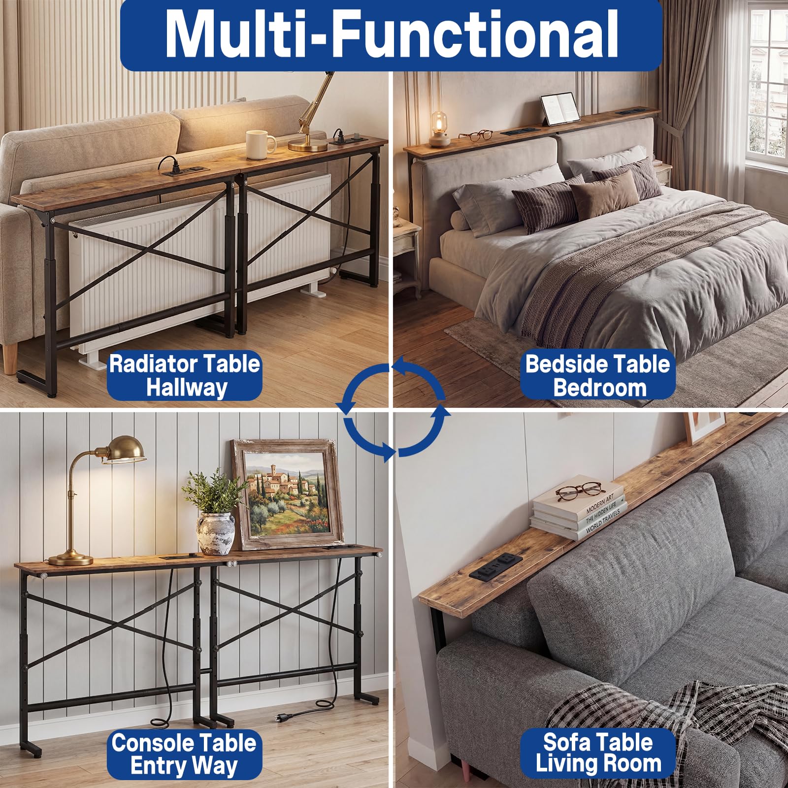 Tademis rustic brown woodgrain finish adds warmth.
