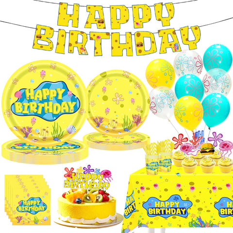 TAdgnba 199P yellow birthday banner bright undersea party mood