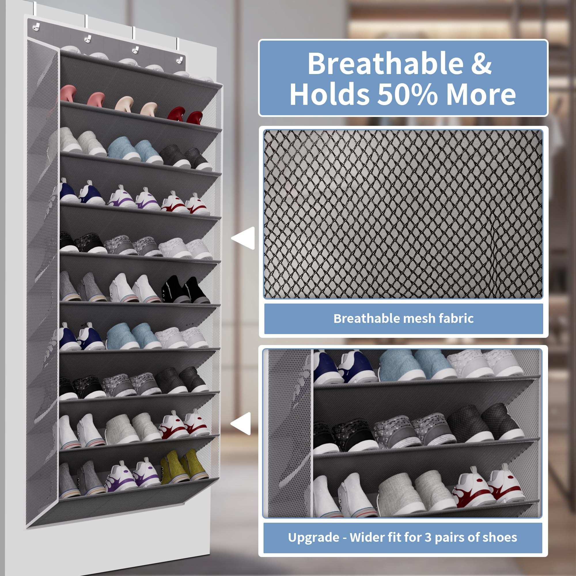 TAHAVICE versatile over-the-door rack stores wallets, glasses, hats, and more.