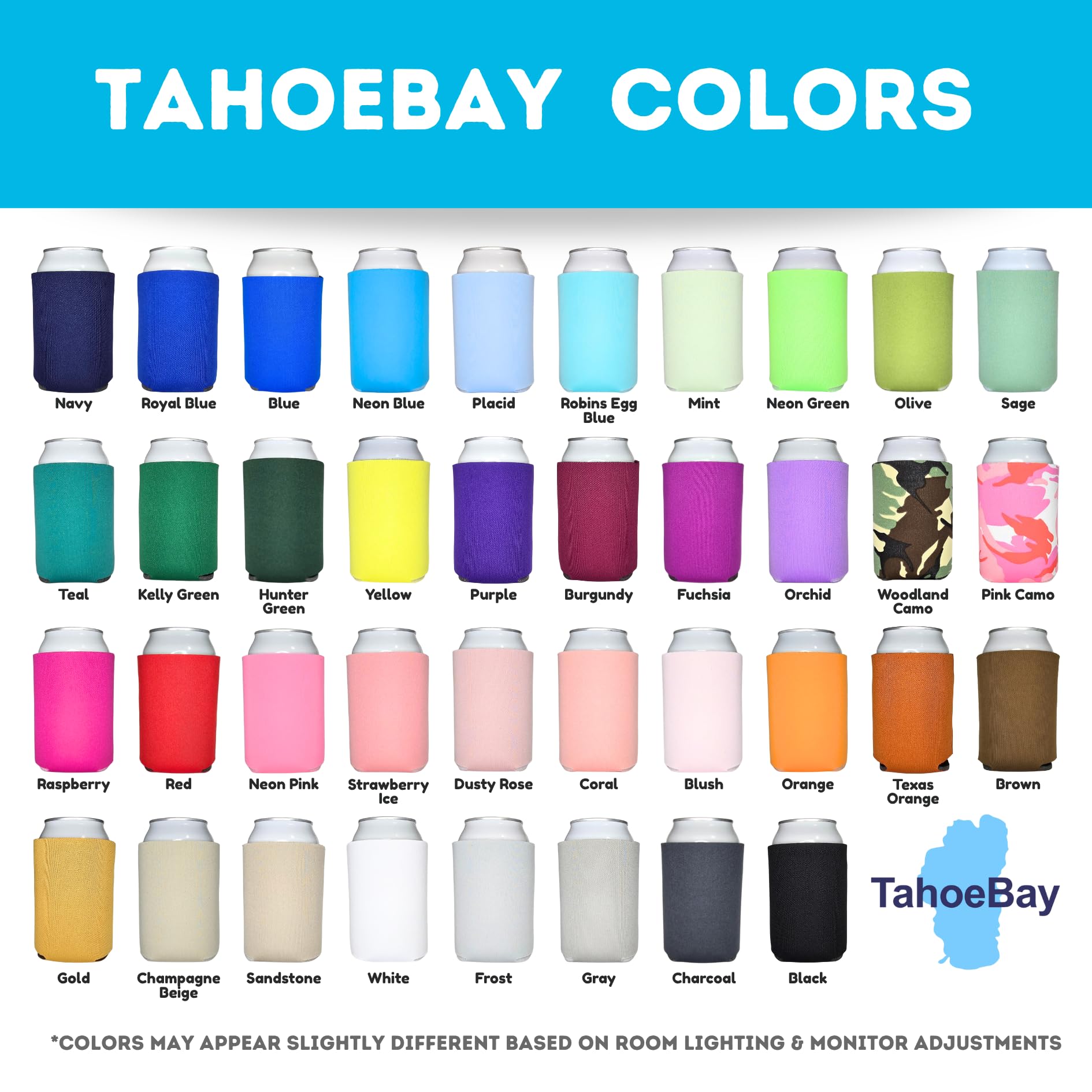 TahoeBay 12oz can cooler sleeve fits standard cans for personalization