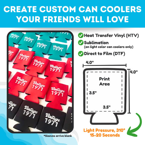 TahoeBay sublimation-ready blank beer sleeve in plain polyfoam for custom prints