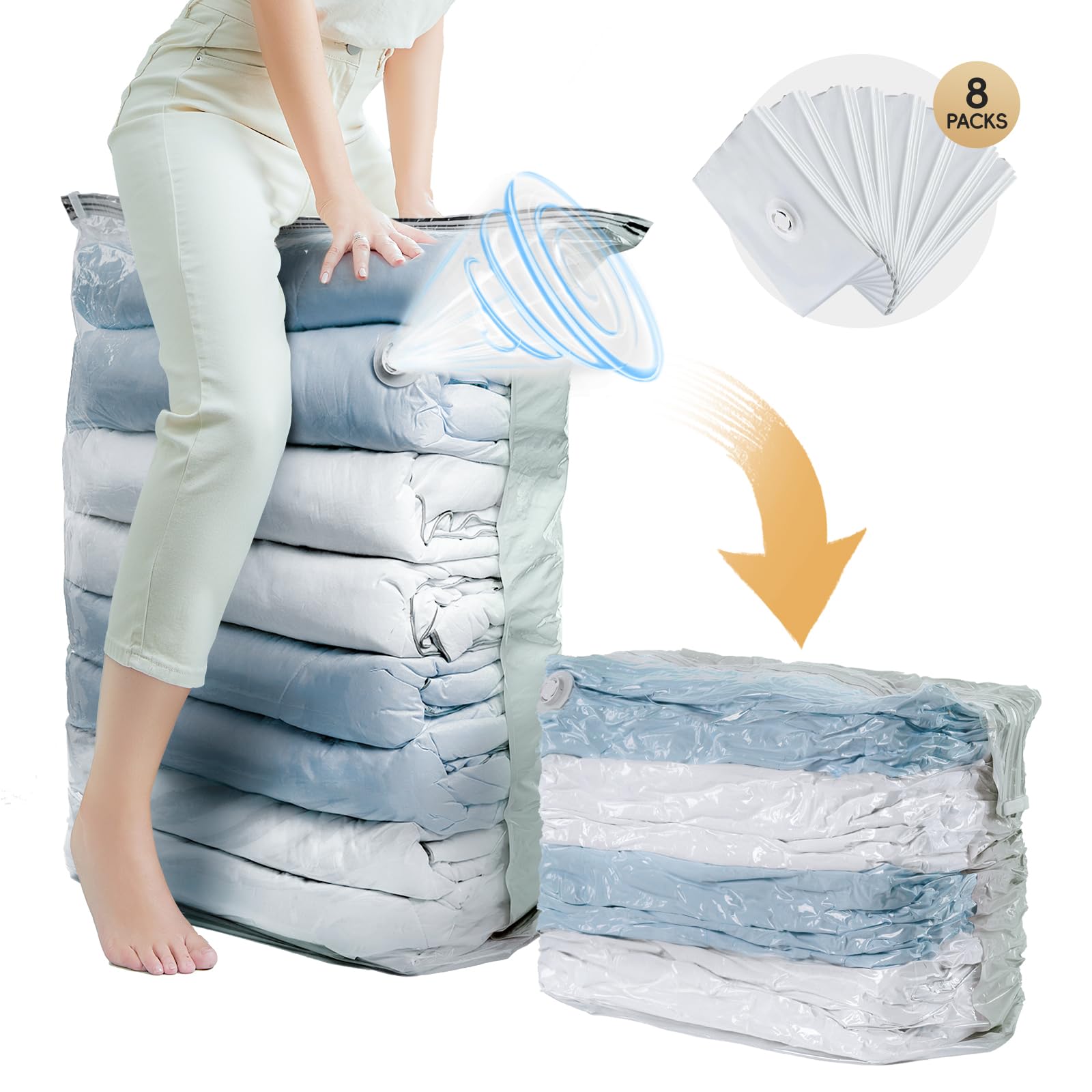 TAILI 8-pack vacuum storage bags cube 31x40x15 stacked for closet space