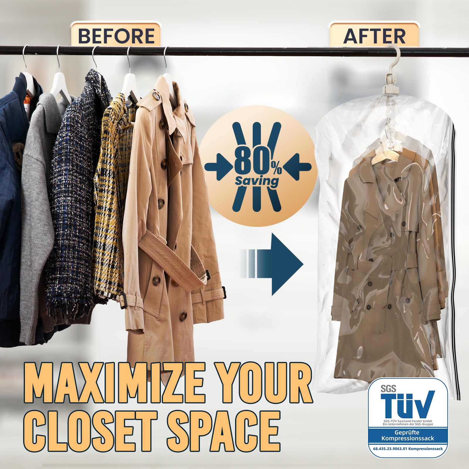 TAILI closet hanging design shows easy access on the rod.