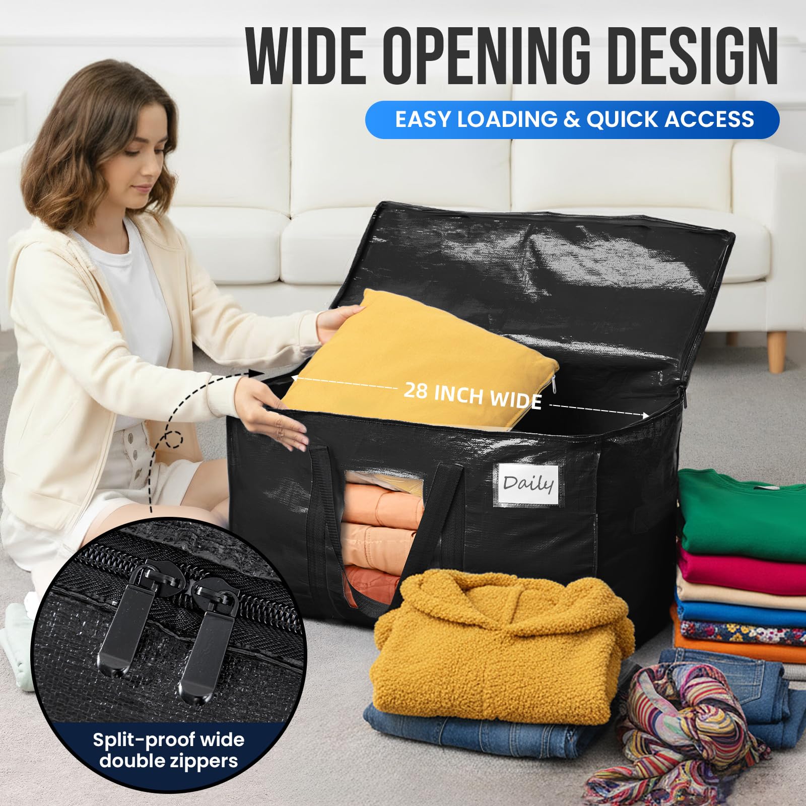 TAILI large tote dimensions 28L x 14W x 17H, high capacity