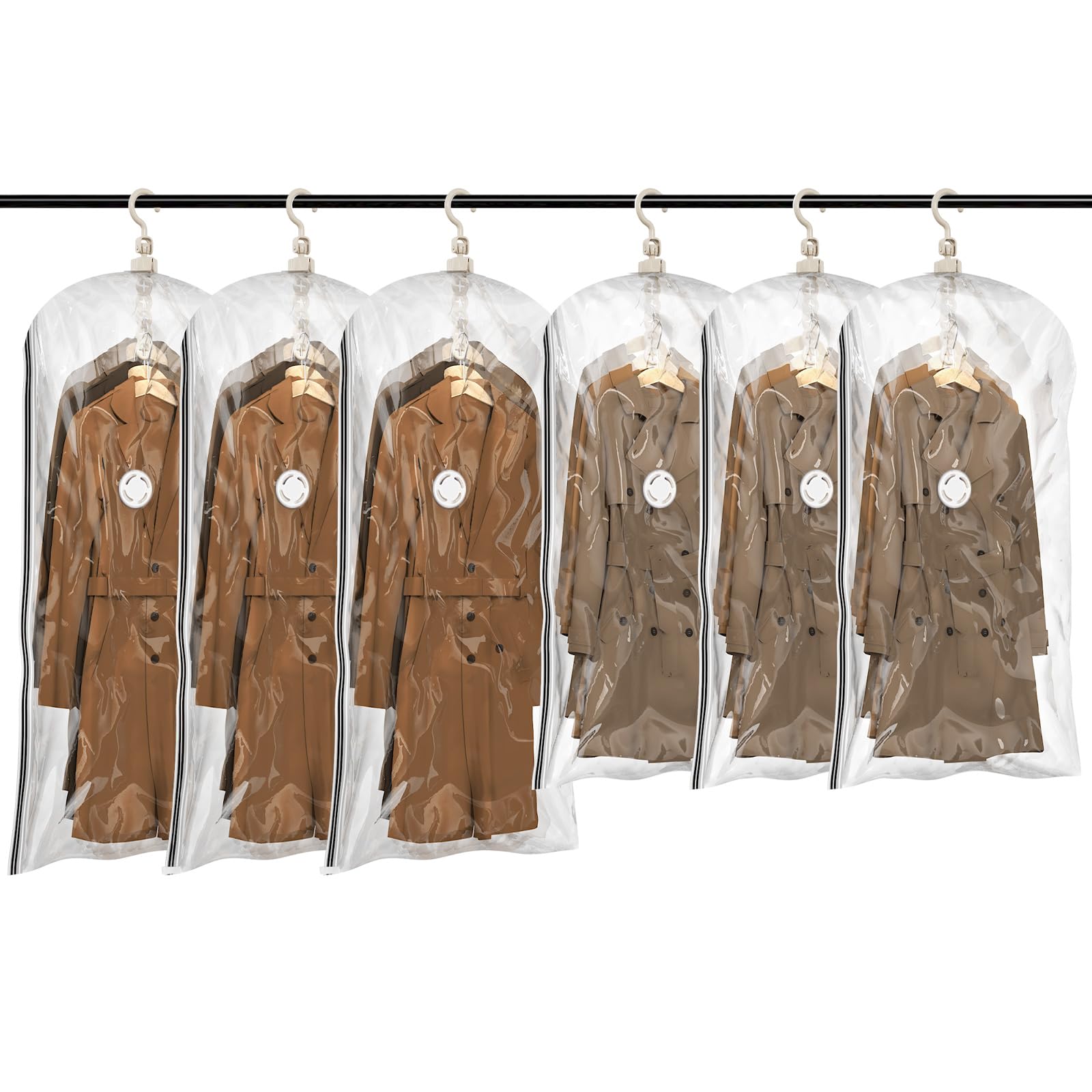 TAILI hanging vacuum storage bags in a closet for space-saving organization.