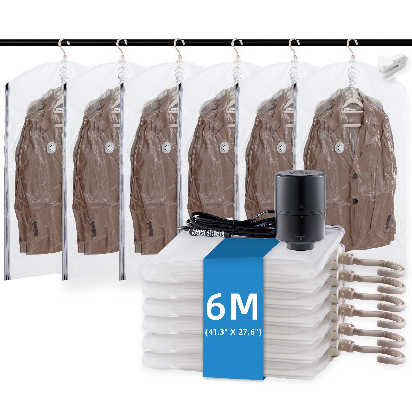 TAILI hanging vacuum storage bag with electric pump for easy travel packing
