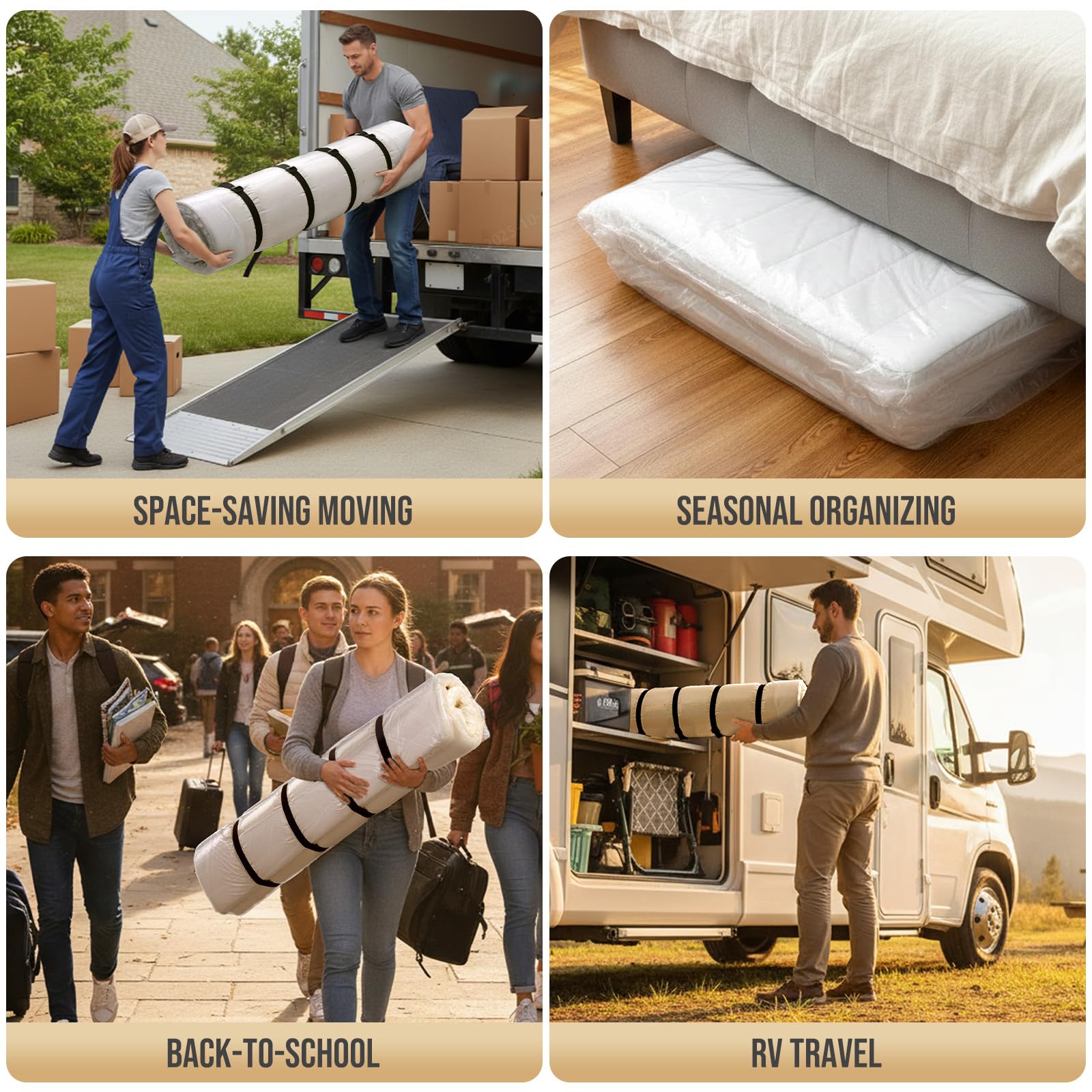 TAILI bag clear panel for quick mattress identification.