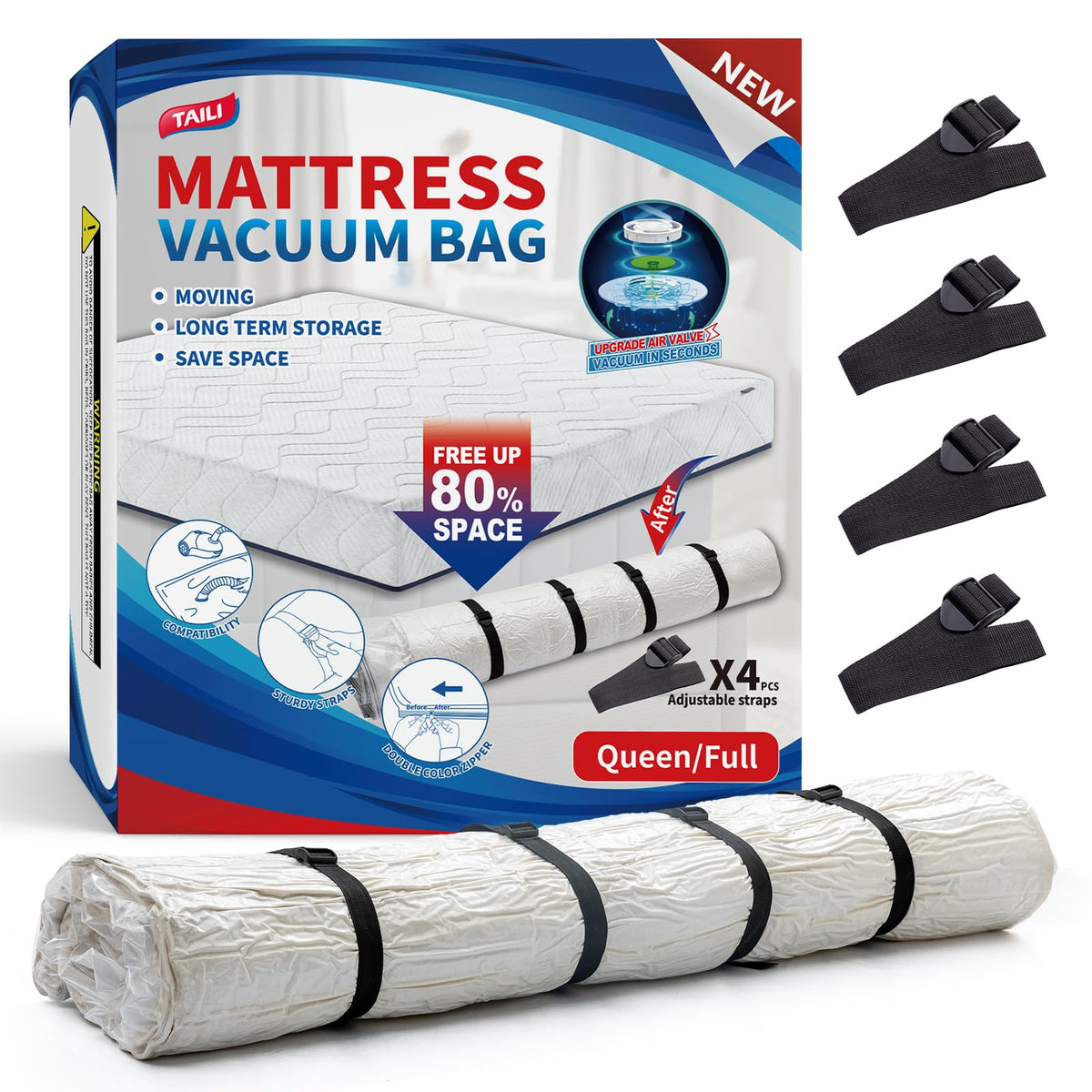 TAILI mattress vacuum bag packed for space-saving moving
