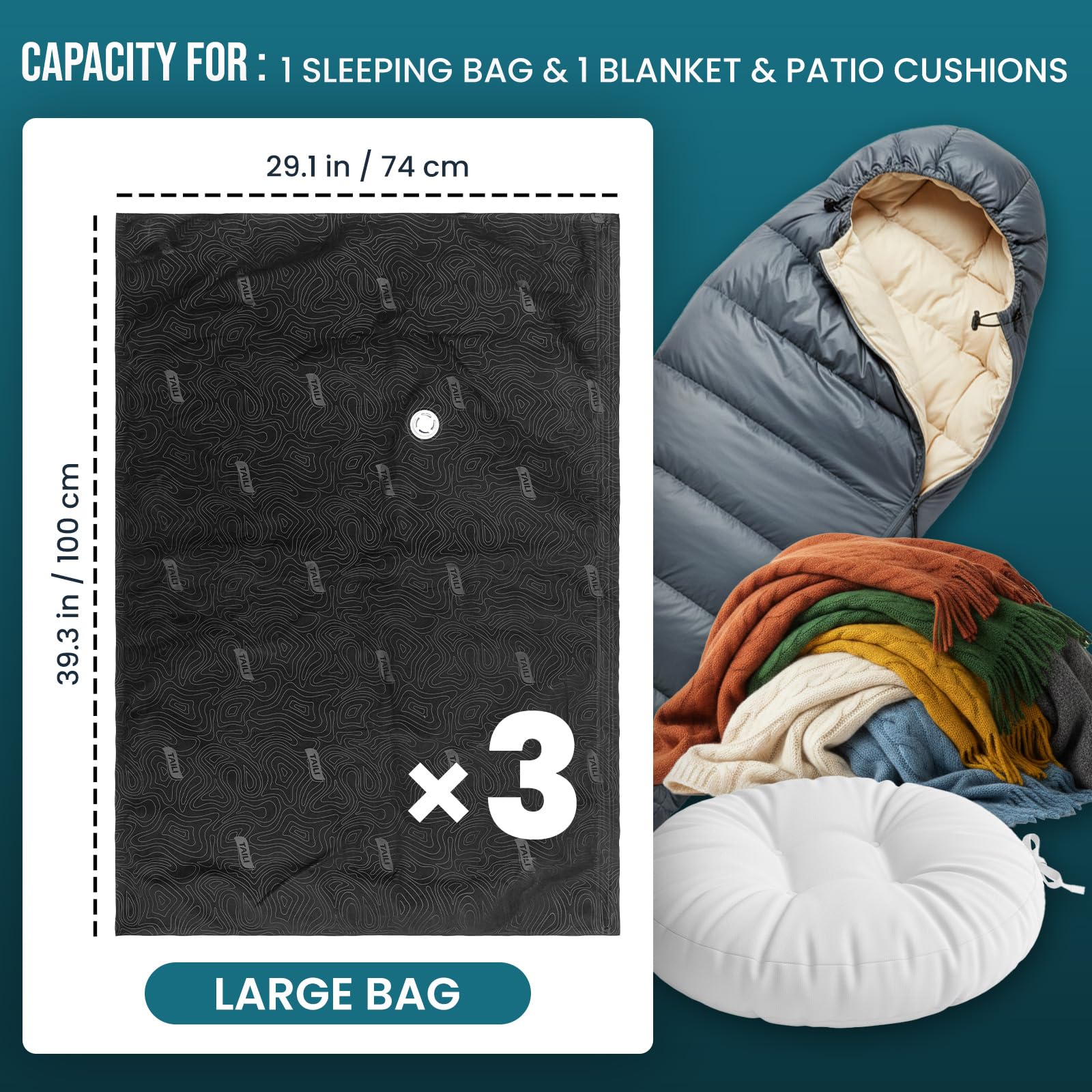 TAILI bag compressing sleeping bags to free trunk space
