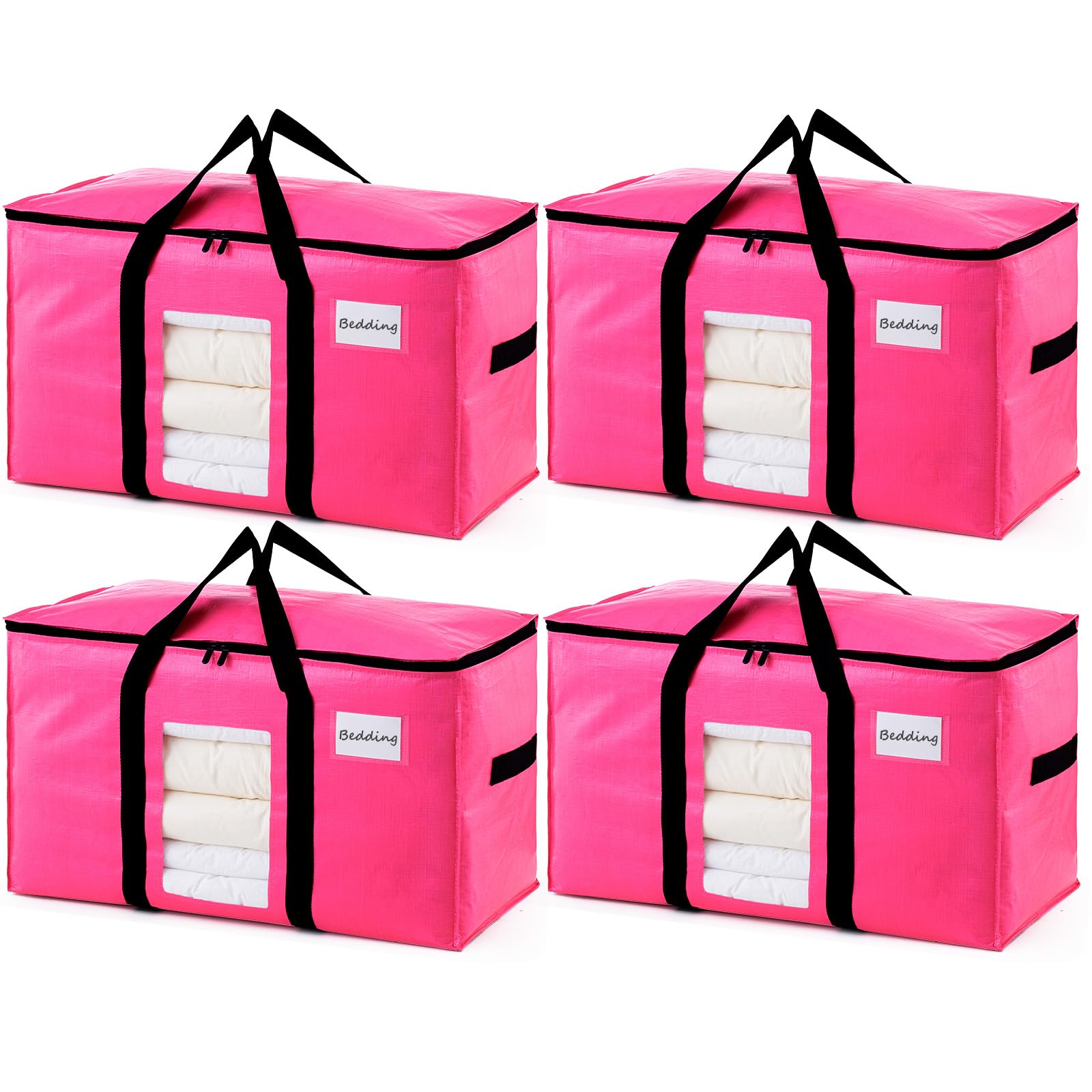 TAILI pink extra-large moving bag with visible window for quick item identification