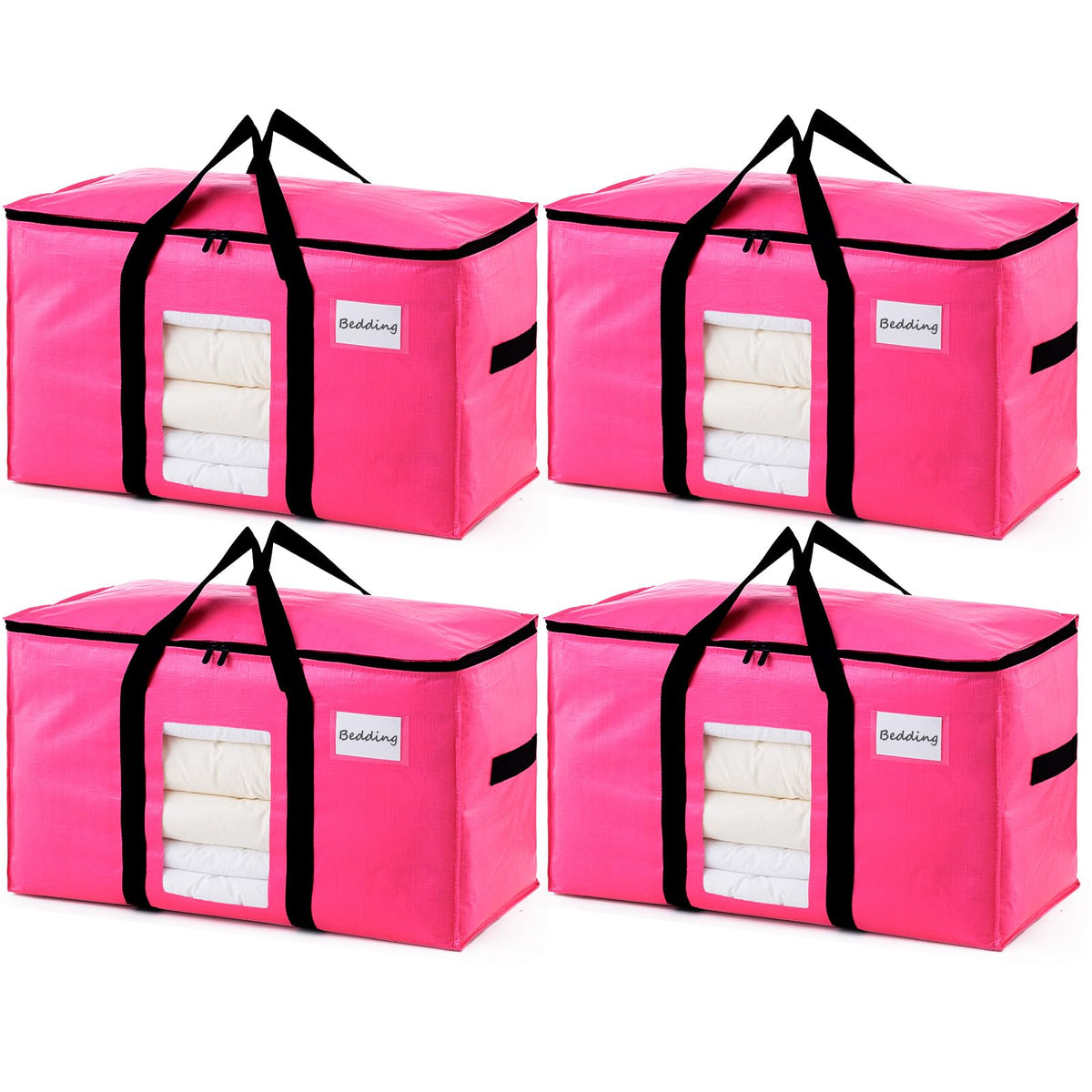 TAILI pink extra-large moving bag with visible window for quick item identification