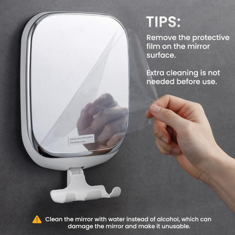 TAILI removable wall-mount mirror without screws preserves tile finish.