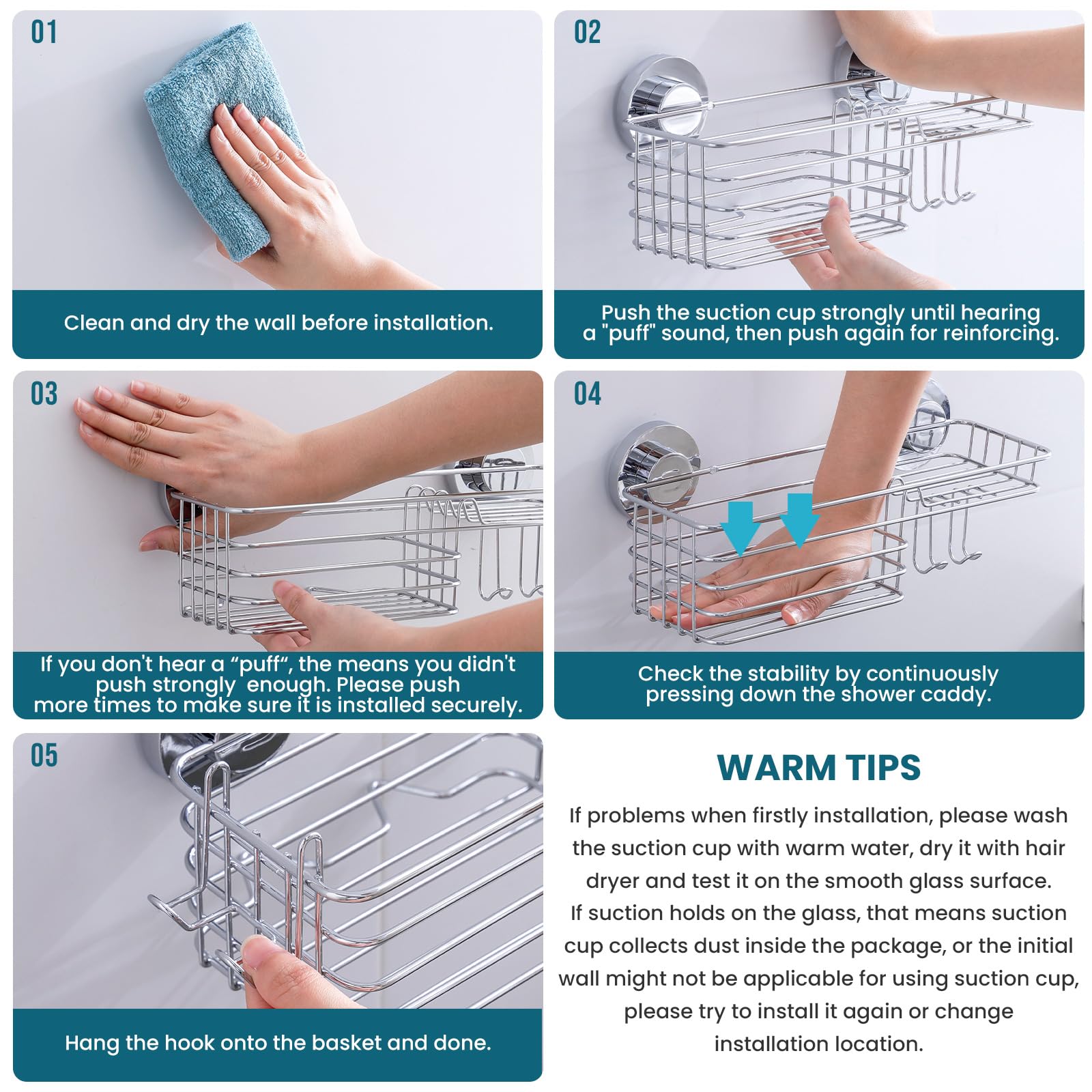 TAILI bathroom storage solution suitable for showers, kitchens, and RV spaces.