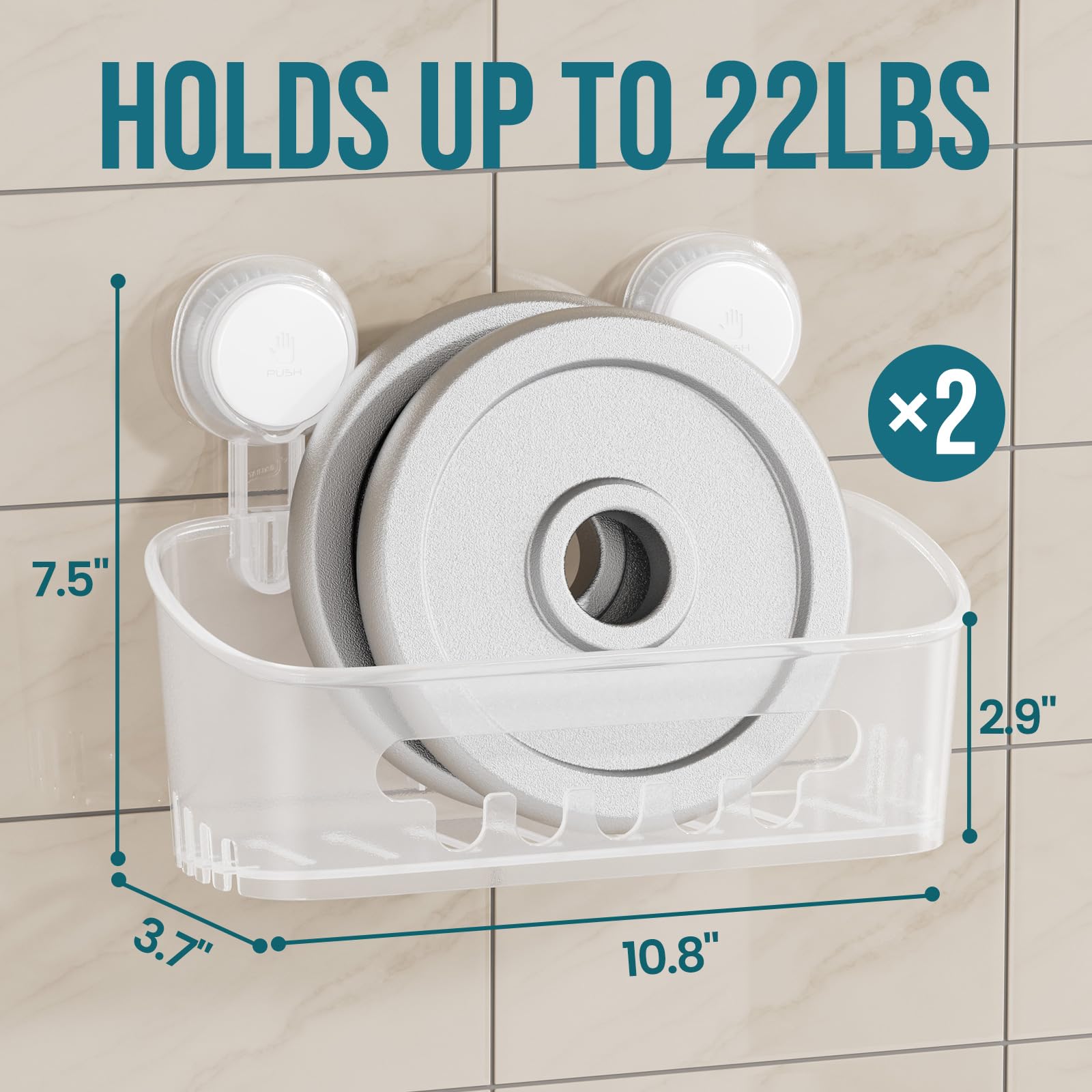Taili suction cups install in seconds on glass or tile.