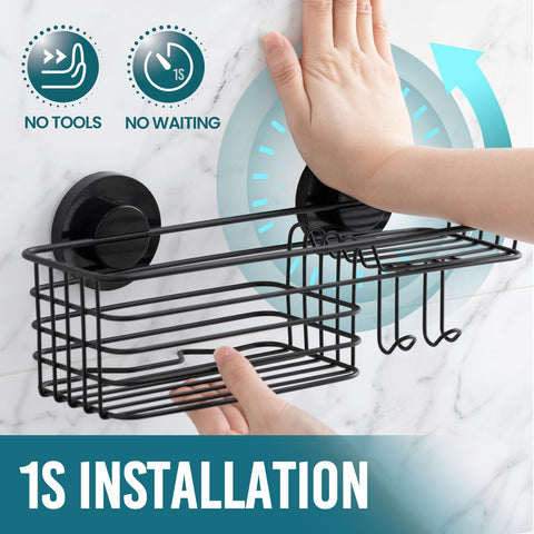 TAILI inside-shelves on tile keeps shampoo and soap neatly organized.
