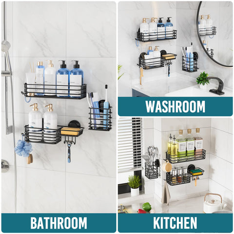 TAILI large-capacity shelves store multiple bath products neatly.