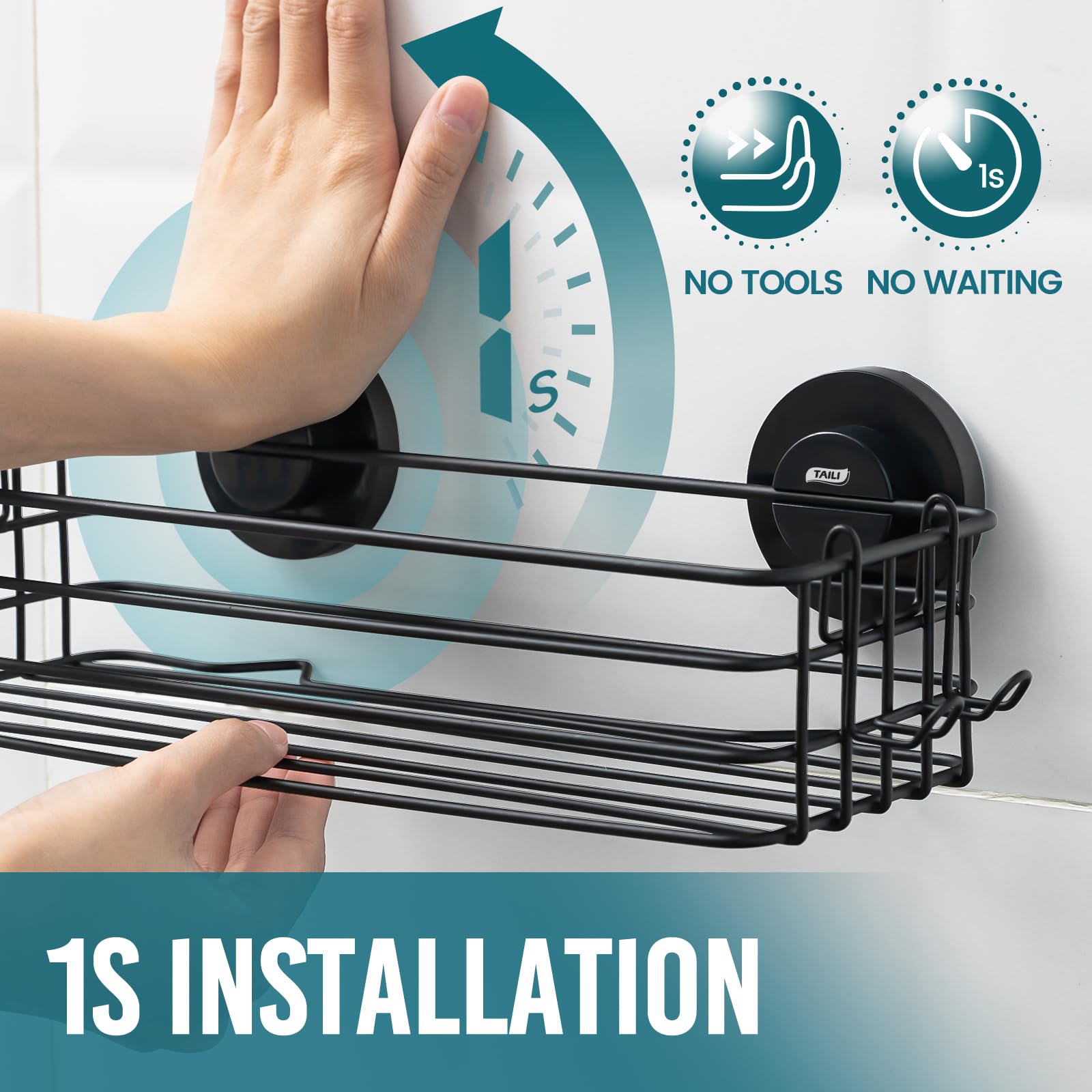 TAILI shower caddy 2-pack with razor hooks keeps razors organized.