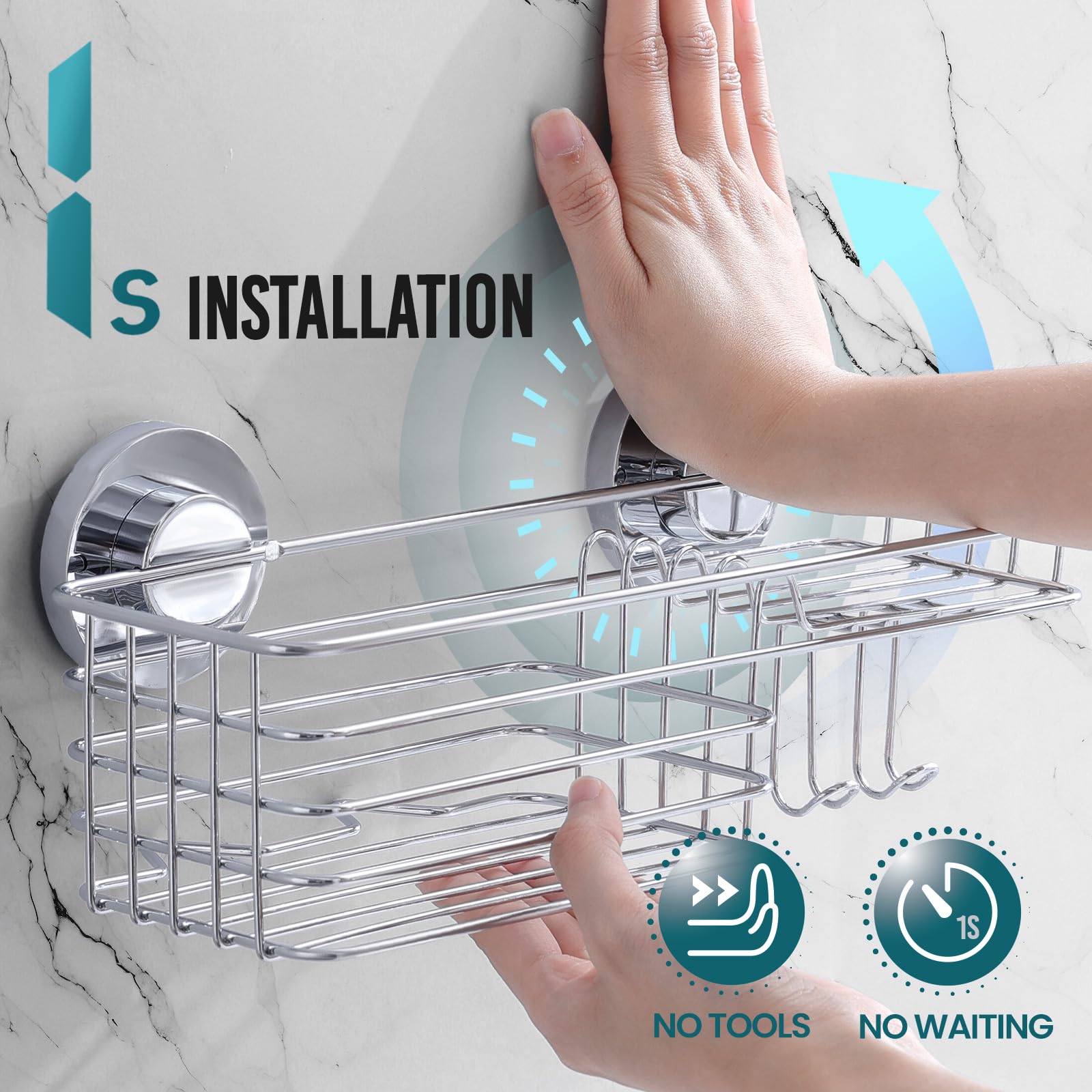 TAILI shower caddy with razor hooks keeps razors organized and easy to reach.