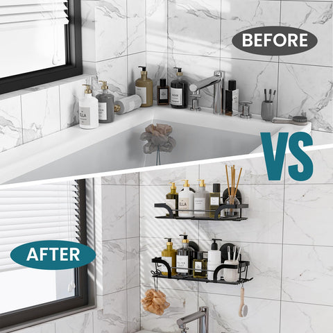 TAILI black finish shower caddy fits inside showers for organized toiletries and space saving