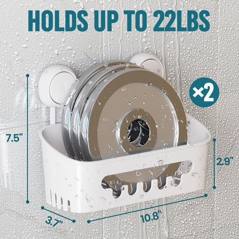 TAILI shower caddy suction two-pack drainage holes promote quick drying