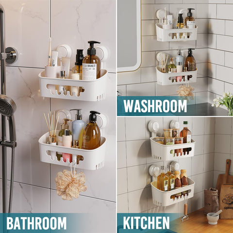 TAILI shower caddy suction two-pack removable baskets for easy cleaning