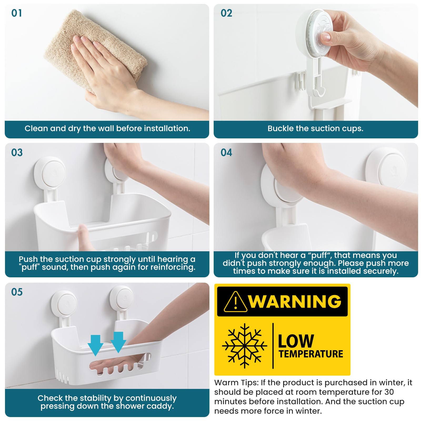 TAILI shower-caddy suction two-pack space-saving design maximizes storage