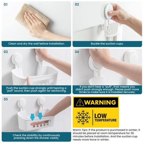 TAILI shower-caddy suction two-pack space-saving design maximizes storage