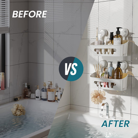 TAILI shower caddy suction two-pack high weight capacity keeps bottles stable