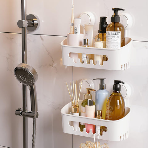 TAILI shower-caddy suction two-pack white finish suits any bathroom style