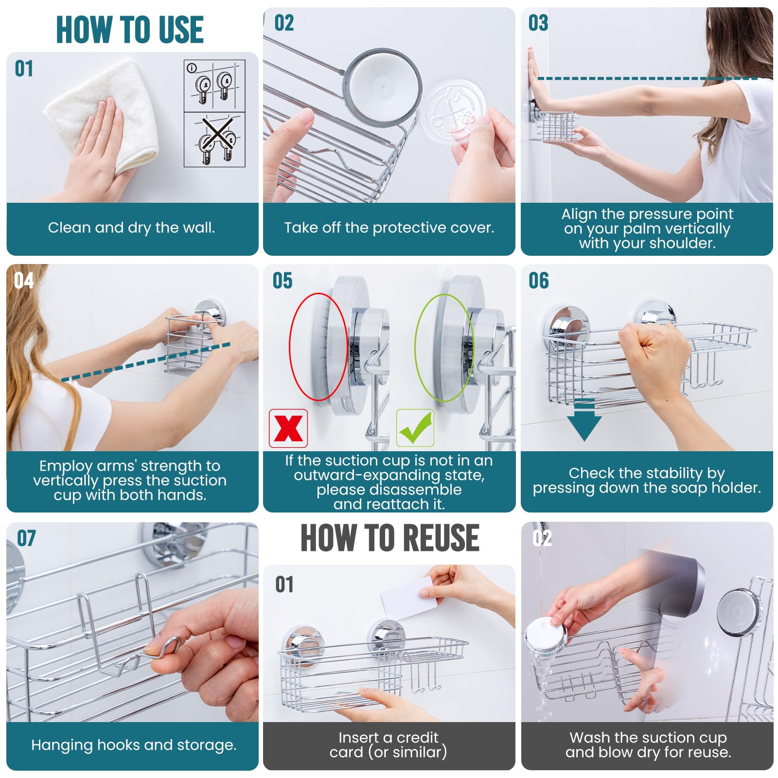 TAILI 3-pack fits showers, bathrooms, kitchens, and RVs