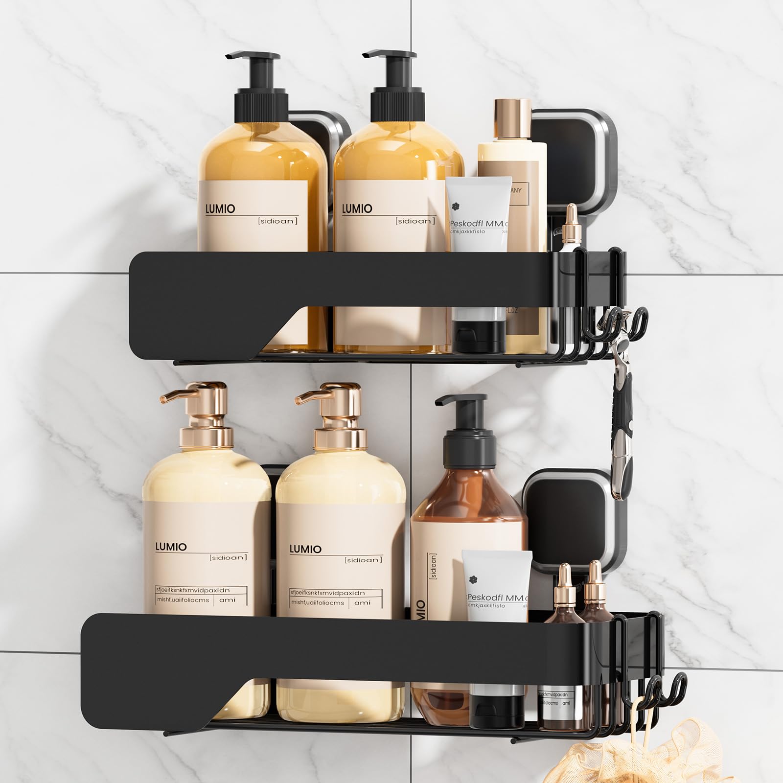 TAILI Shower Caddy two-pack with twin suction cups for damage-free wall mounting