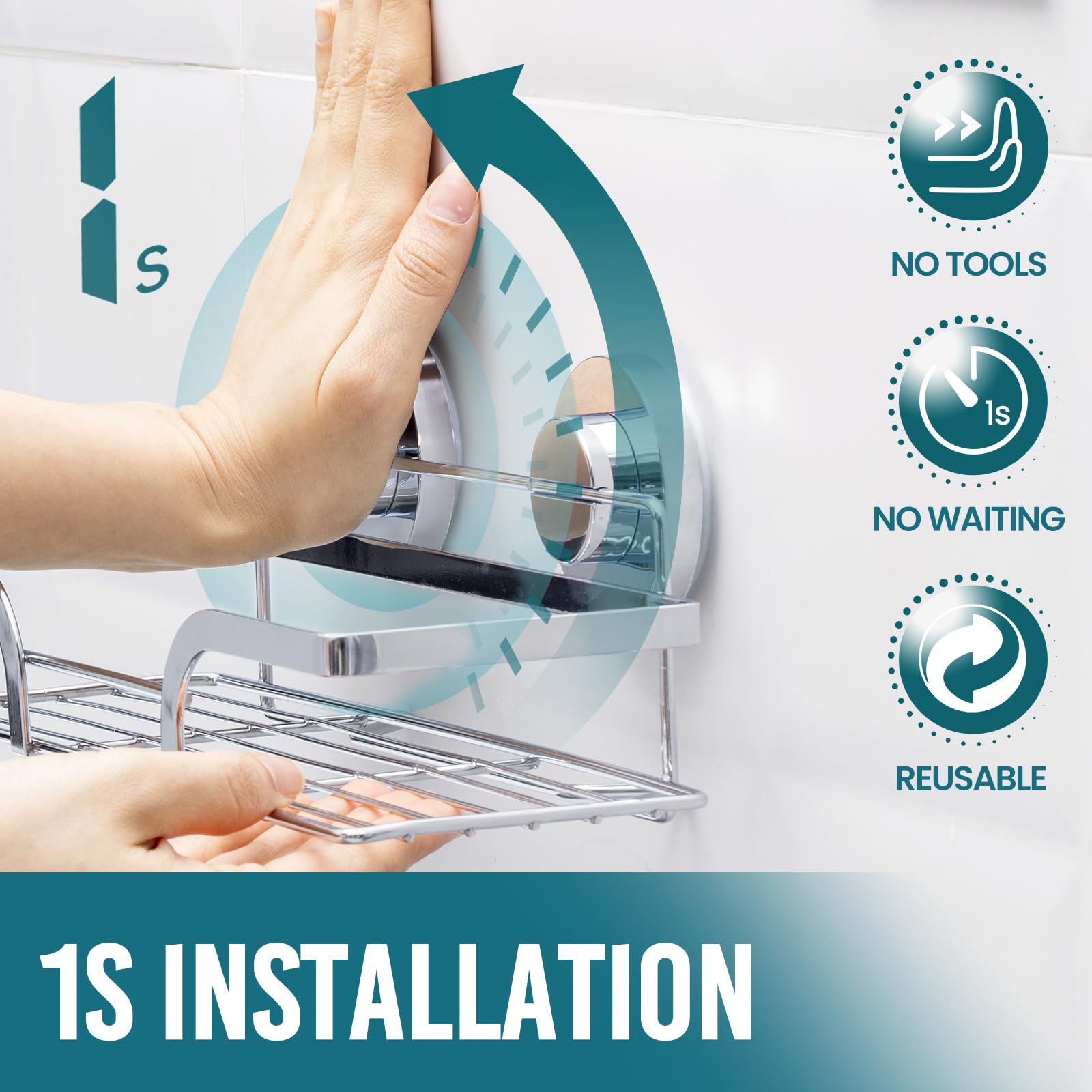 TAILI two-shelf setup holding shampoo and soap within easy reach.