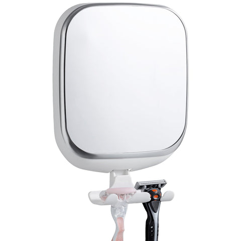 TAILI fogless shower mirror with razor holder enabling hands-free shaving.