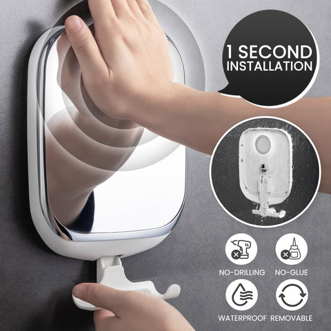 TAILI suction mount no drill on bathroom wall provides quick setup.