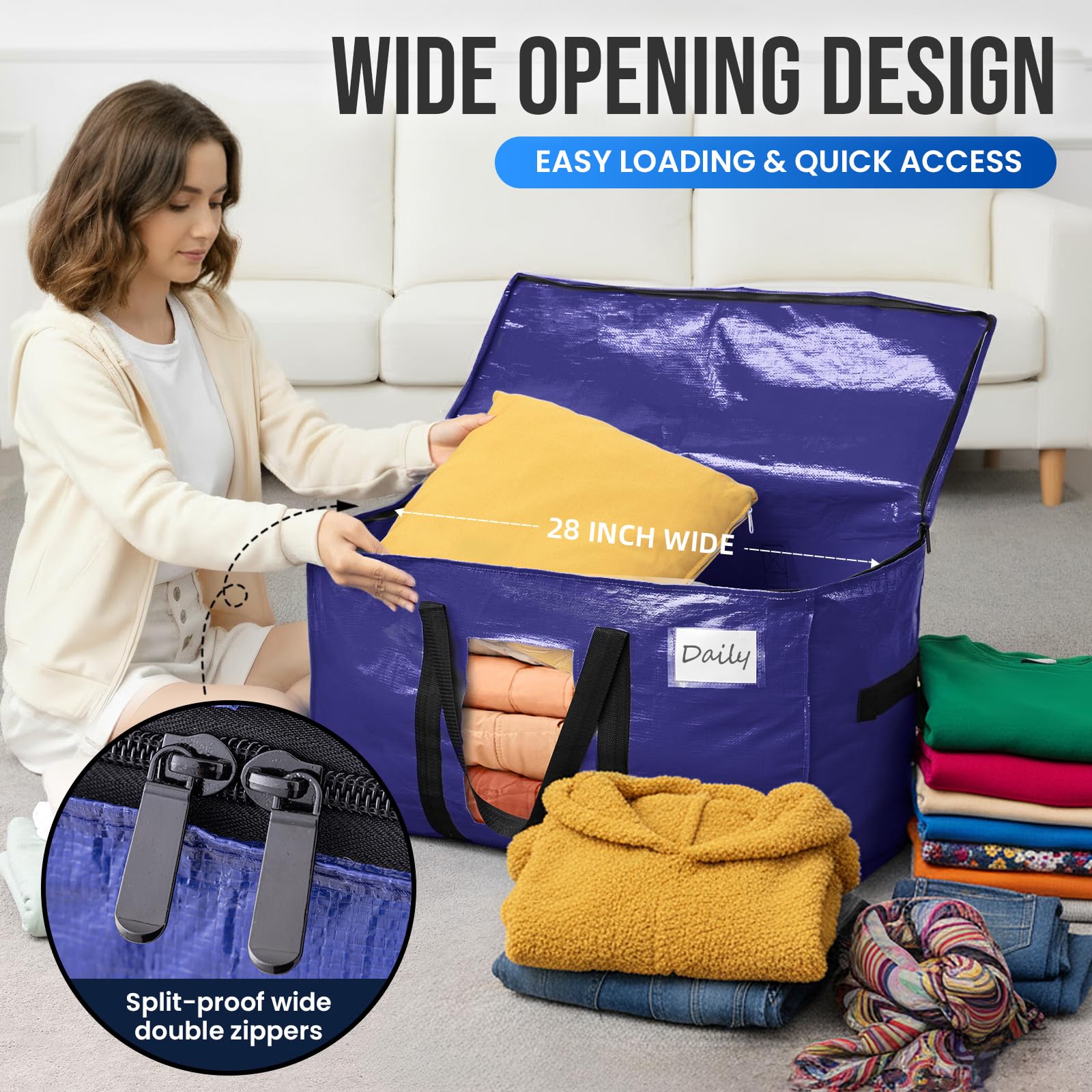 TAILI three-sided zipper opened wide for packing