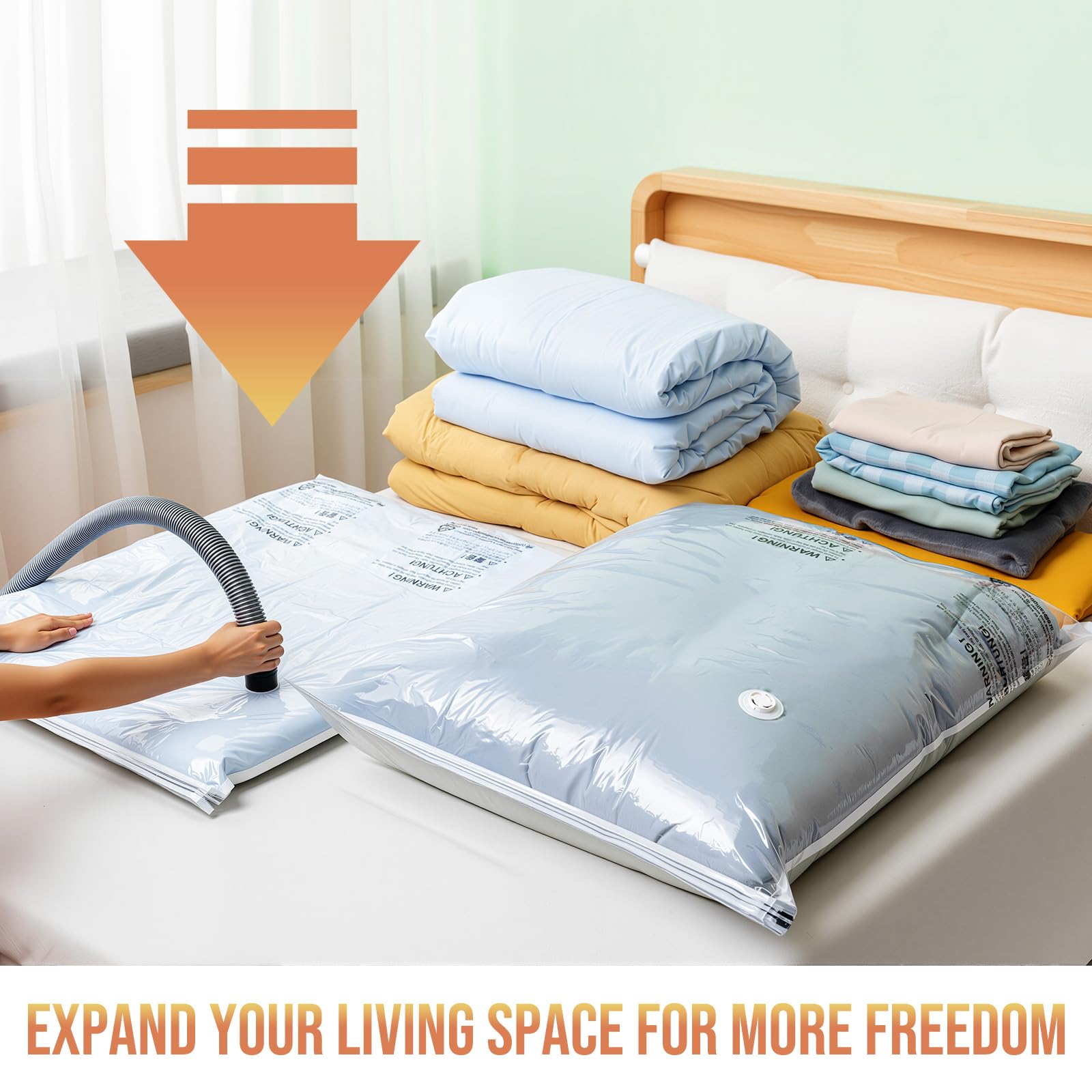TAILI sealable bags under bed storage setup with bedding