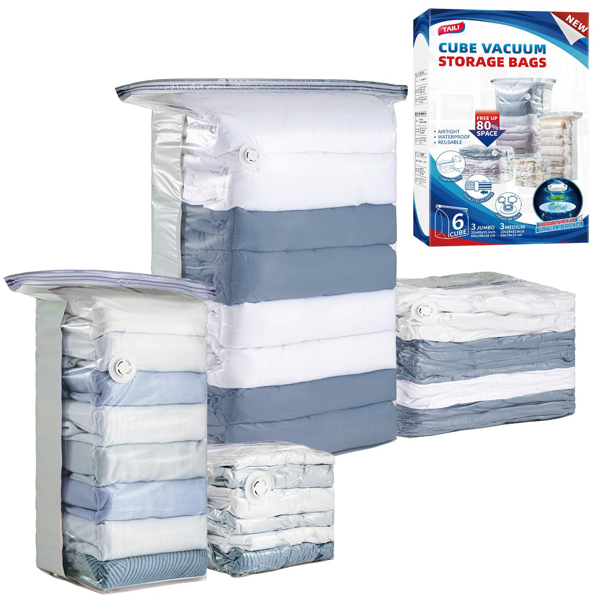 TAILI jumbo vacuum storage bag opened showing spacious bedding capacity for efficient storage
