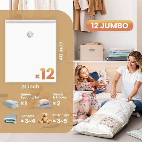 TAILI jumbo bags with bedding being organized in a closet