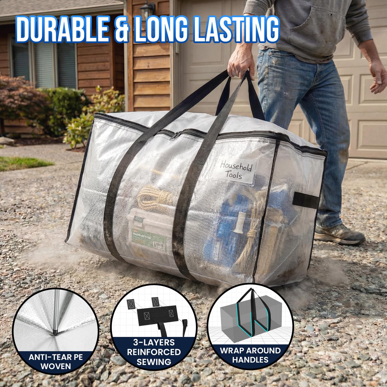 TAILI bag features wrap-around handles for comfortable grip on heavy loads.
