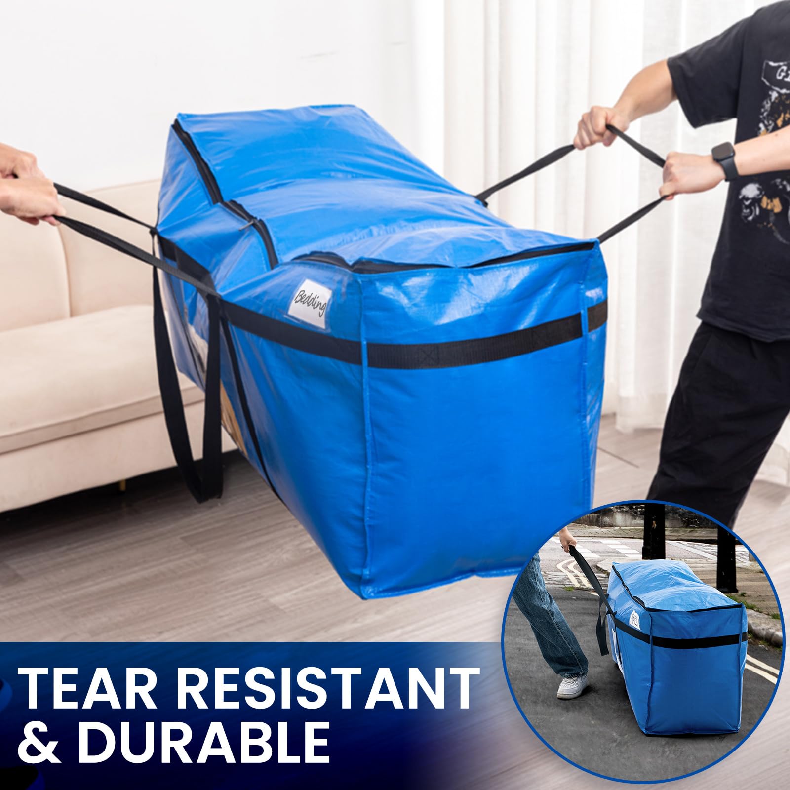 TAILI XXL blue storage bag fold-flat design saves space when not in use.