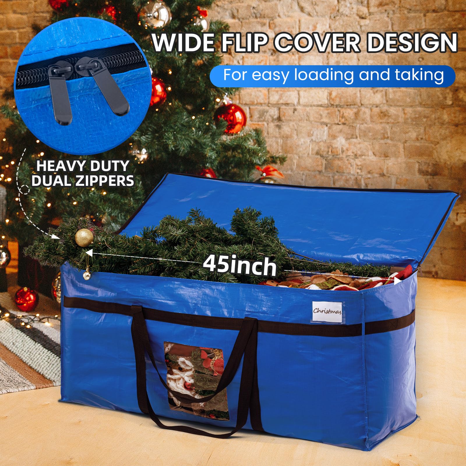 TAILI XXL blue storage bag three-sided zipper for full access during packing.