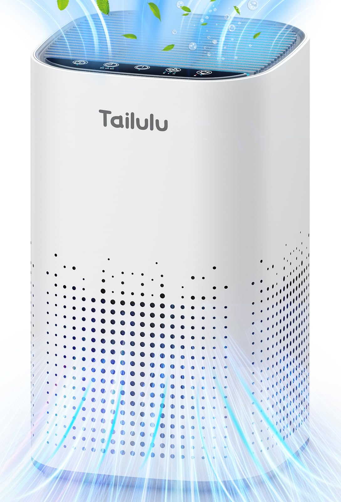Tailulu air purifier front view showing large room coverage up to 1500 ft²